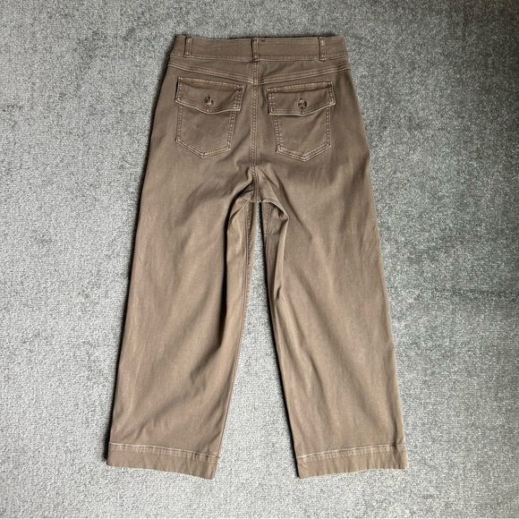 Spanx Stretch Twill Taupe Cropped Wide Leg Pants, Size L - Picture 10 of 15